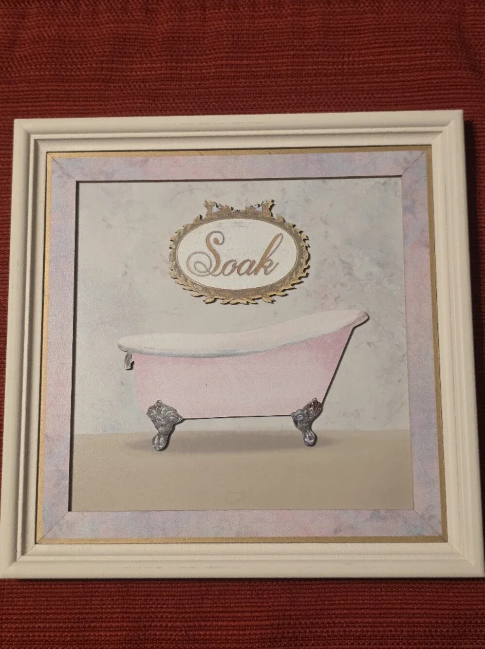 Ashland Pink Clawfoot Tub Wall Art with Gold 